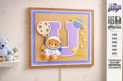 Astronaut Bear Nursery Name Sign Laser Cut | Kids Laser |CNC Product Image 1