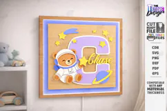 Astronaut Bear Nursery Name Sign Laser Cut | Kids Laser |CNC Product Image 1