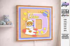 Astronaut Bear Nursery Name Sign Laser Cut | Kids Laser |CNC Product Image 1