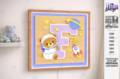 Astronaut Bear Nursery Name Sign Laser Cut | Kids Laser |CNC Product Image 1