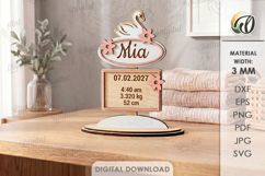 Baby Birth Stats Stand Laser Cut. Nursery Stand Decor SVG Product Image 1
