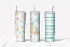 Nursery Teddy sublimation design Skinny tumbler wrap design 