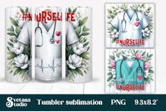 Nurse flower coaster | Medical tumbler PNG | Nurse clipart Product Image 2