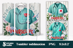Nurse flower coaster | Medical tumbler PNG | Nurse clipart Product Image 5