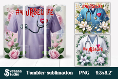 Nurse flower tumbler wrap | Medical tumbler PNG | Nurse life Product Image 1