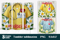 Nurse flower tumbler wrap | Medical tumbler PNG | Nurse life Product Image 1