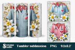 Nurse flower tumbler wrap | Medical tumbler PNG | Nurse life Product Image 1