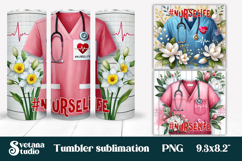 Nurse flower tumbler wrap | Medical tumbler PNG | Nurse life Product Image 1