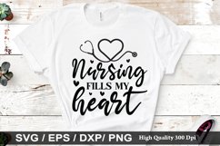 Nursing fills my heart SVG - Valentine&#039;s Day Design Product Image 1
