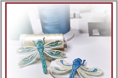 ITH Dragonfly Brooch Embroidery Design on Organza 4x4 Product Image 2