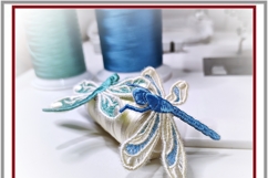 ITH Dragonfly Brooch Embroidery Design on Organza 4x4 Product Image 3