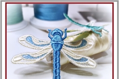 ITH Dragonfly Brooch Embroidery Design on Organza 4x4 Product Image 4