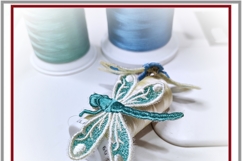 ITH Dragonfly Brooch Embroidery Design on Organza 4x4 Product Image 5