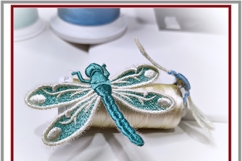 ITH Dragonfly Brooch Embroidery Design on Organza 4x4 Product Image 6
