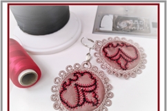 ITH Floral Quilted Earrings with FSL Lace Embroidery Design Product Image 2