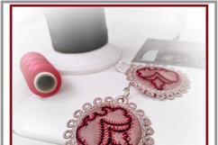 ITH Floral Quilted Earrings with FSL Lace Embroidery Design Product Image 3