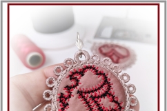 ITH Floral Quilted Earrings with FSL Lace Embroidery Design Product Image 4
