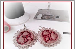 ITH Floral Quilted Earrings with FSL Lace Embroidery Design Product Image 5