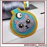 In the hoop Embroidery design Key fob for your ty cat tag. Product Image 4