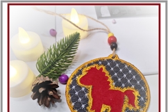 Christmas Horse ITH Pendant Embroidery Design Snow &amp; Beads Product Image 2