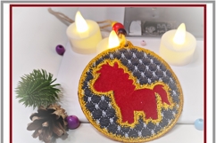 Christmas Horse ITH Pendant Embroidery Design Snow &amp; Beads Product Image 5