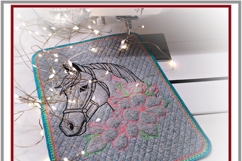 Horse Head in Flowers ITH Quilted Placemat or panels Design Product Image 2