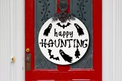 Happy Haunting sign svg| Halloween round sign svg| ghost svg Product Image 2