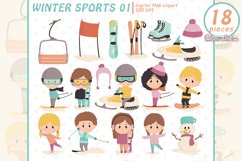 WINTER SPORTS clipart set, Snowboard, Ski, Skate design Product Image 1