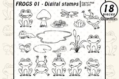 FROG digital stamps, Toad coloring, Frog outline Product Image 1