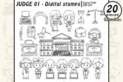 JUDGE digital stamps, Courthouse outline, Cute lawyer kids Product Image 1