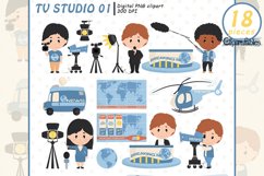 REPORTER clipart, TV studio, Breaking News clip art Product Image 1