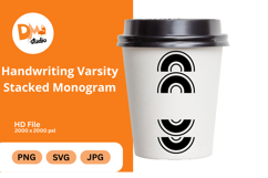 Handwriting Varsity Stacked Monogram Product Image 1