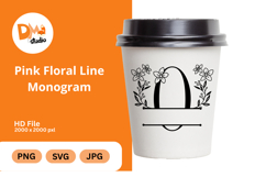 Pink Floral Line Monogram Product Image 1