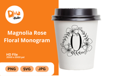 Magnolia Rose Floral Monogram Product Image 1