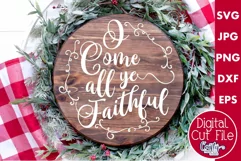 O Come All Ye Faithful Christian Christmas Round Sign Svg Product Image 1