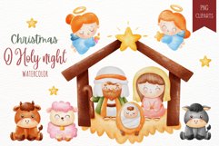 Watercolor nativity, o holy night Christmas clipart New Year Product Image 1