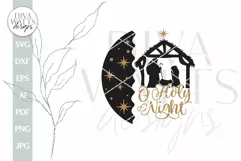 O Night Divine SVG Nativiy SVG Christmas Door Hanger SVG Product Image 2