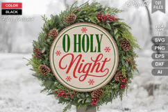 O Holy Night SVG | Christmas Round Sign SVG | Xmas SVG Product Image 1