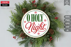 O Holy Night SVG | Christmas Round Sign SVG | Xmas SVG Product Image 2