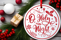 O Holy Night Round Christmas SVG Ornament Product Image 5