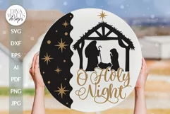 O Night Divine SVG Nativiy SVG Christmas Door Hanger SVG Product Image 1