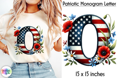 Patriotic Floral Alphabet Clipart, Patriotic Monogram PNG Product Image 1