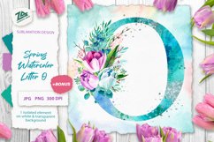 Spring Watercolor Letter. Monogram O. Sublimation Design Product Image 1