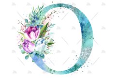 Spring Watercolor Letter. Monogram O. Sublimation Design Product Image 5
