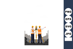 Construction workers using surveying equipment on site in sa Product Image 1