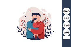 Loving family hug with child and two fathers surrounded by f Product Image 1