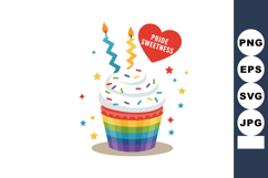 Rainbow Pride Cupcake with Colorful Sprinkles and Zigzag Can Product Image 1