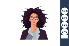 Woman with glasses thinking in deep contemplation portrait v Product Image 1