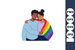Couple hugging with rainbow pride flag symbolizing love and Product Image 1