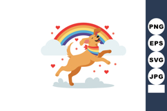 Happy dog jumping with rainbow and hearts cute cheerful pet Product Image 1